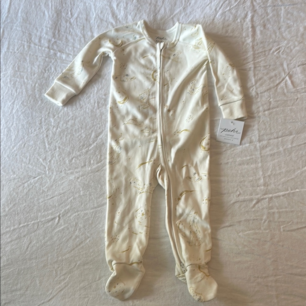 Pehr Cream One Piece Footie with two way zip 3-6 month